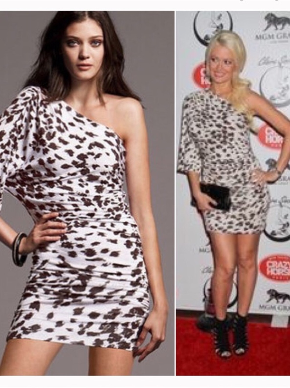 Victoria's Secret | Tart One-Shoulder Leopard Print Mini Dress Brown & Cream